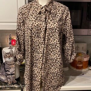B womens Coral Bay casual animal print 3/4 sleeve plus size button up shirt 2X
